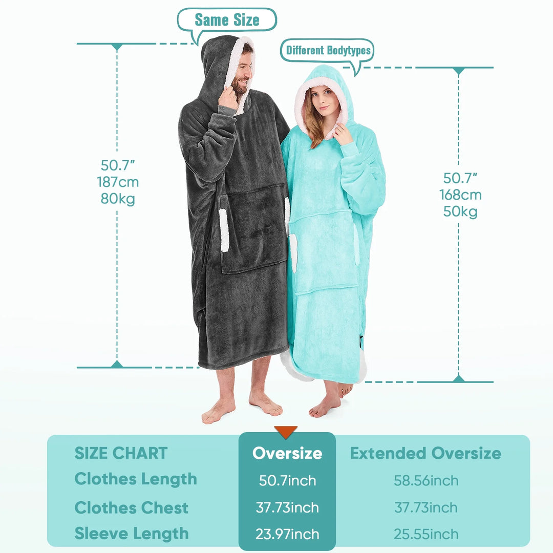 P4TC – Wearable Blanket Hoodie | Flannel Sherpa Fleece for Adults, Women & Men