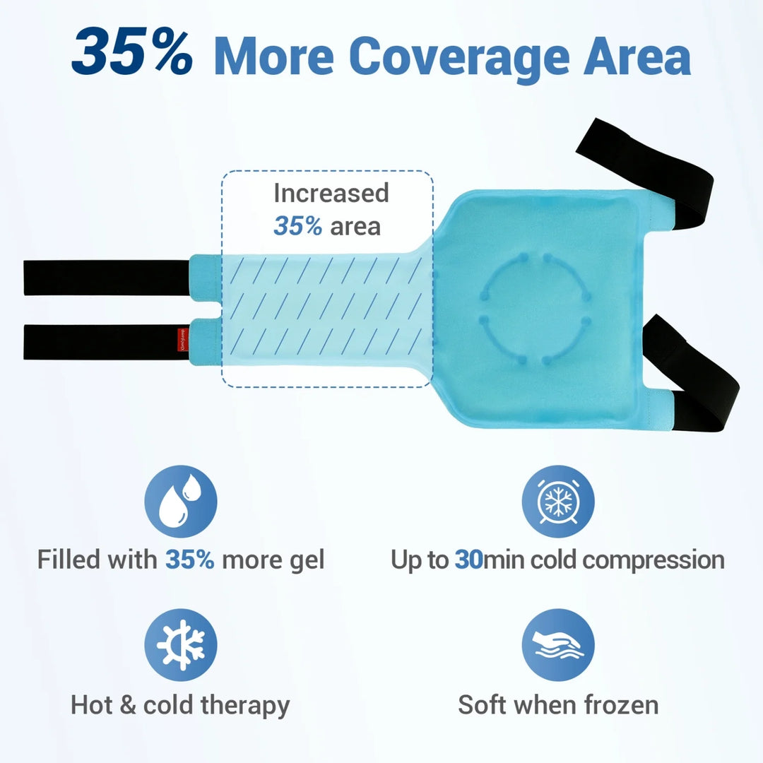 P4TC – Large Reusable Knee Ice Pack | Cold Therapy Wrap for Pain Relief, Swelling & Injuries