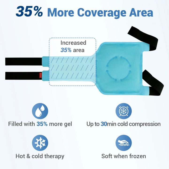 P4TC – Large Reusable Knee Ice Pack | Cold Therapy Wrap for Pain Relief, Swelling & Injuries