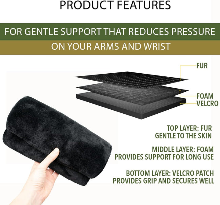 Wheelchair Armrest Pads for Sore Relief - Comfortable Self-Adhesive Foam Cushion Padding for Long-Lasting Use - Padded Wheelchair Arm Rest Covers Suitable for Wheelchairs & Crutches (Black)