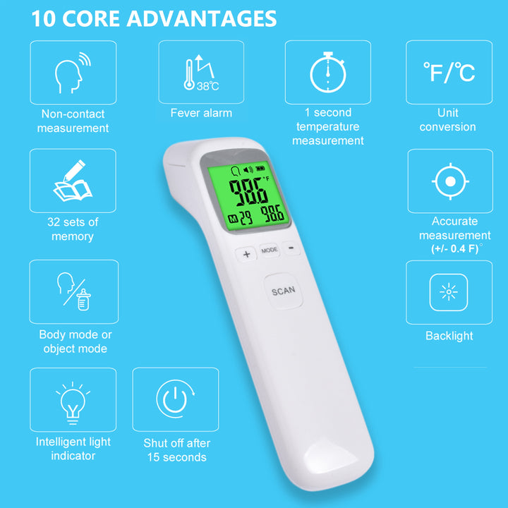 P4TC Non-Contact Infrared Thermometer – 1-Second Forehead Temperature Reader for Adults, Kids & Elderly | Touch-Free Digital Display

