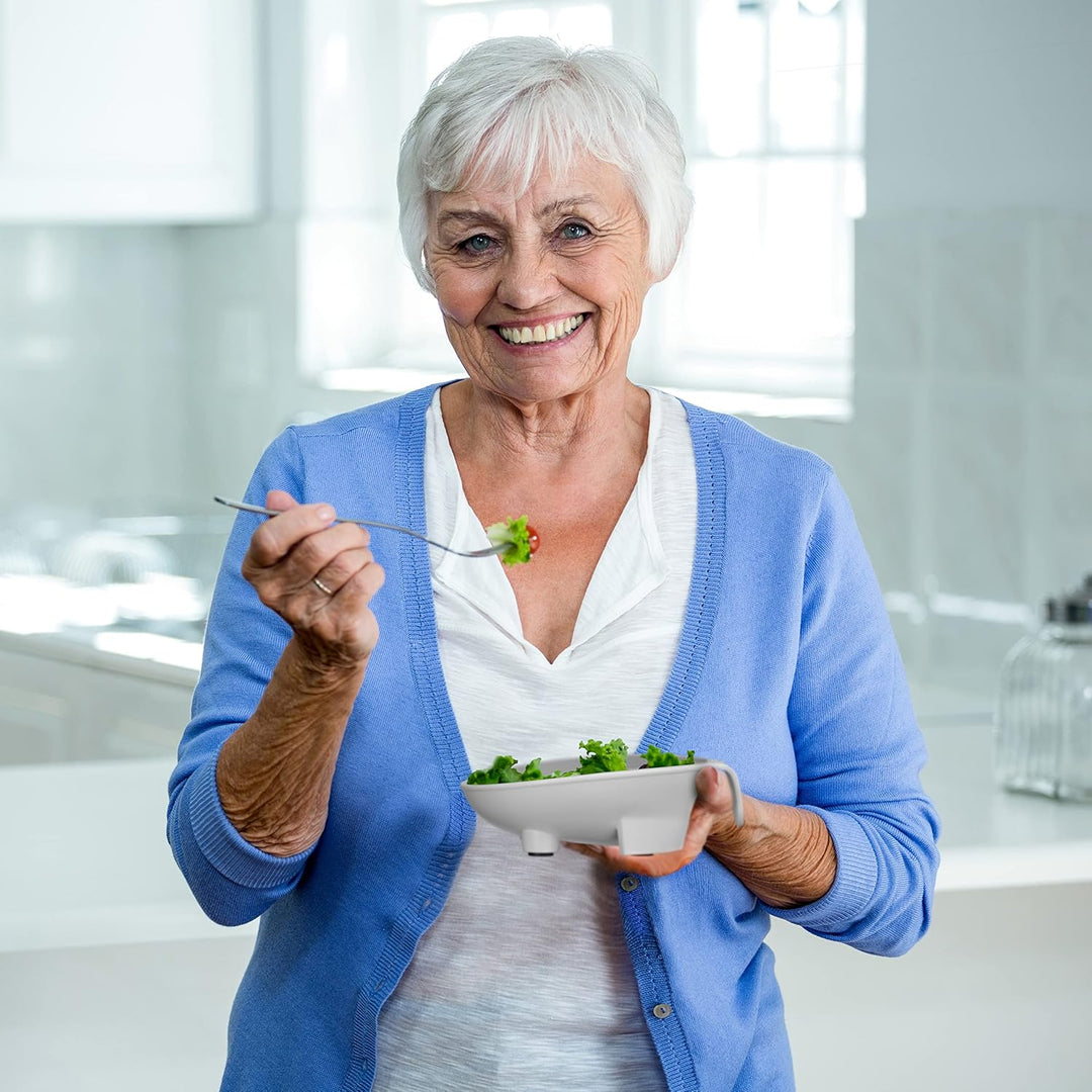 Revolutionary Adaptive Scoop Plate with Handle - Non-Skid Melamine Bowl for Effortless Dining for Seniors and Disabled Adults with Tremors, Arthritis, or Parkinson's - 6 Inch, Spill-Proof Design