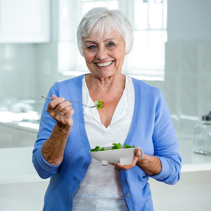 Revolutionary Adaptive Scoop Plate with Handle - Non-Skid Melamine Bowl for Effortless Dining for Seniors and Disabled Adults with Tremors, Arthritis, or Parkinson's - 6 Inch, Spill-Proof Design