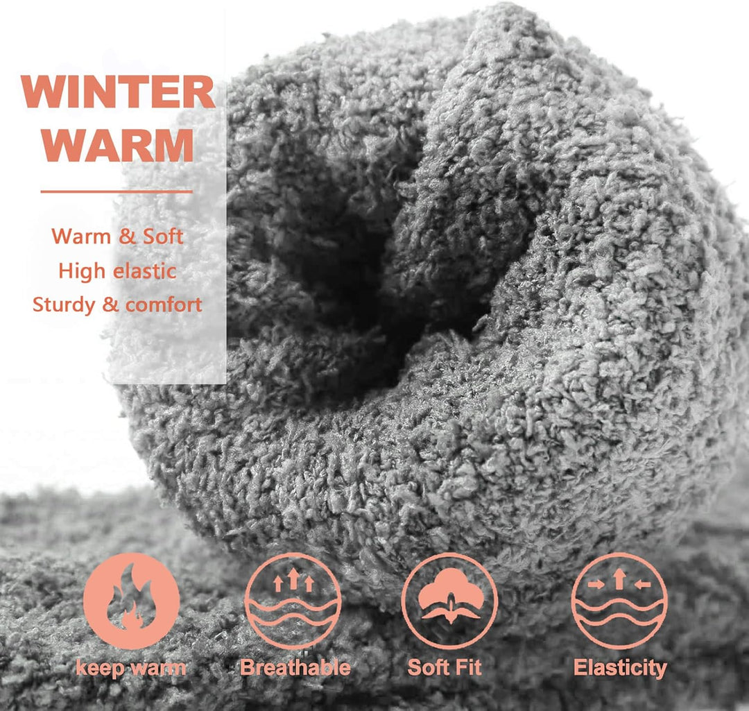 Non Slip Fuzzy Grippy Sock Warm Fluffy Cozy Fleece Slipper Winter Hospital Socks for Men Women 4 Pairs