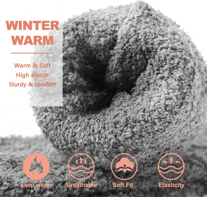 Non Slip Fuzzy Grippy Sock Warm Fluffy Cozy Fleece Slipper Winter Hospital Socks for Men Women 4 Pairs