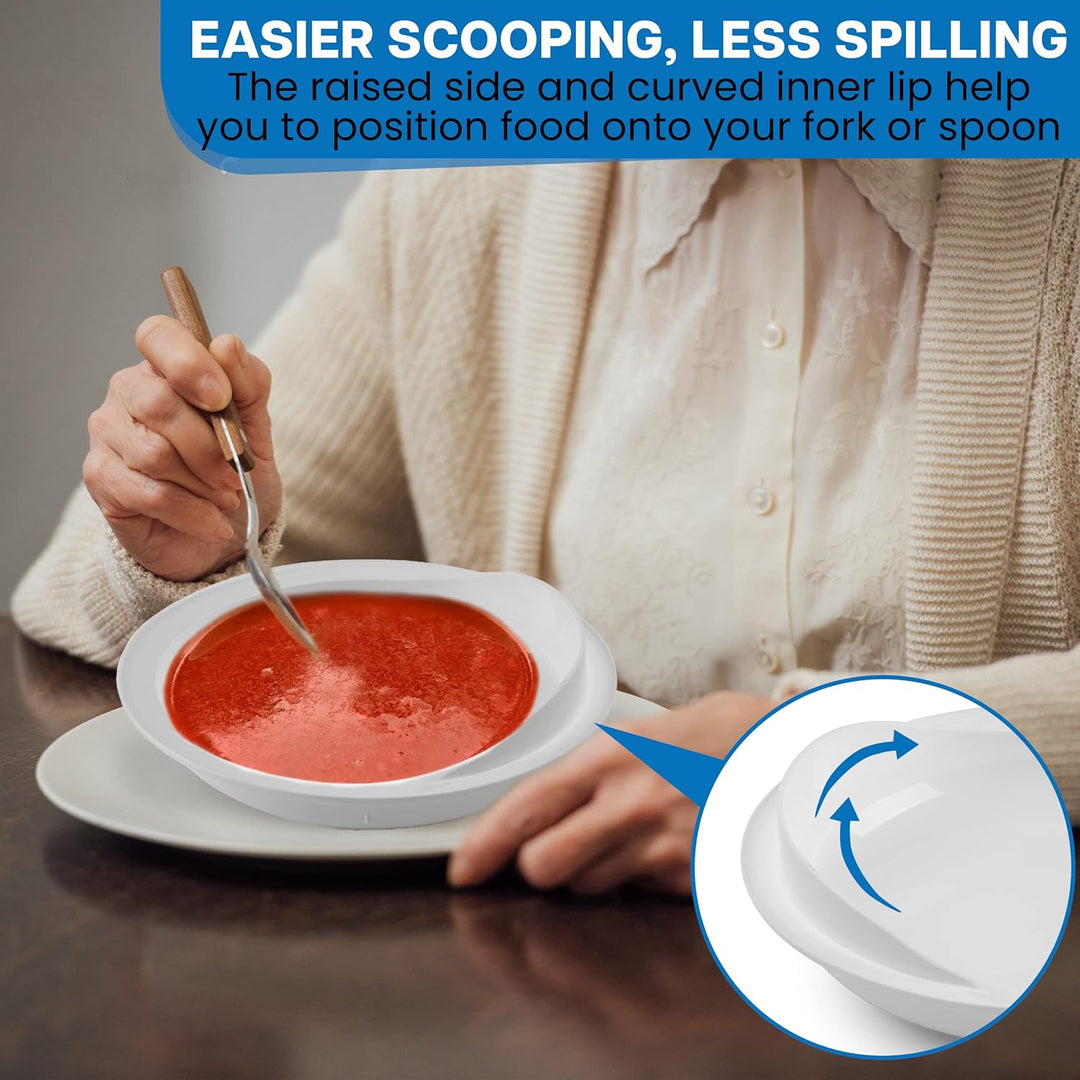9" Scoop Plate High-Low Adaptive Bowl - 3 Pack - Dish for Disabled, Handicapped, and Elderly Adults with Special Needs from Parkinsons, Dementia, Stroke or Tremors - PSC 996
