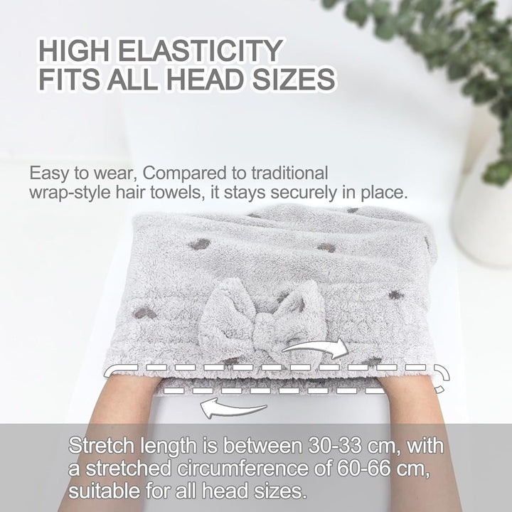 3Packs Microfiber Hair Towel for Women - Quick-Drying, Super Absorbent Hair Wrap with Bow Design, Soft Hair Towel Turban for Curly Long Wet Hair