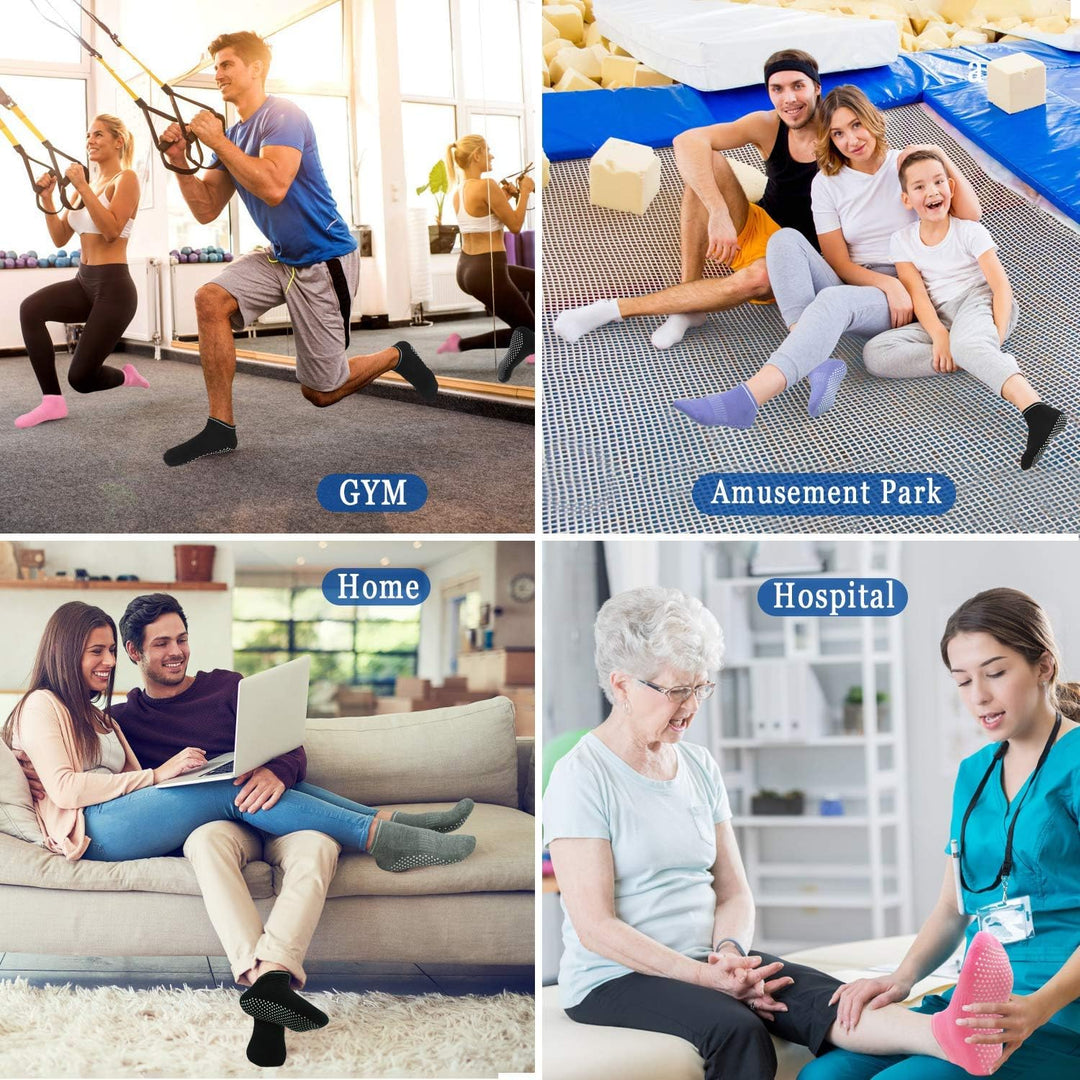 anti Slip Non Skid Slipper Yoga Socks with Grips Sticky Home Hospital Athletic Socks for Adult Women