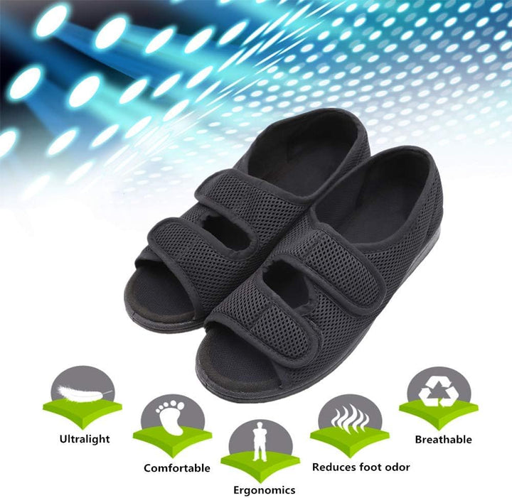 Woman Diabetic Shoes, Extra Wide Width Open Toe Sandals, Adjustable Arthritis Edema Slippers for Elderly Women
