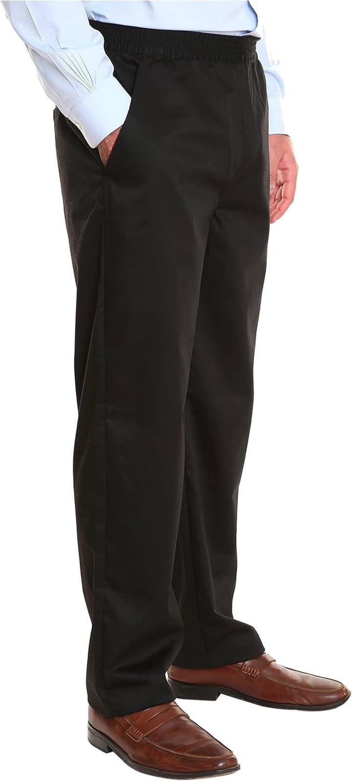 Men'S Elastic Waist Pants for Seniors - Black Relax Fit Jeans | Elderly Men'S Jeans with Elastic Waist