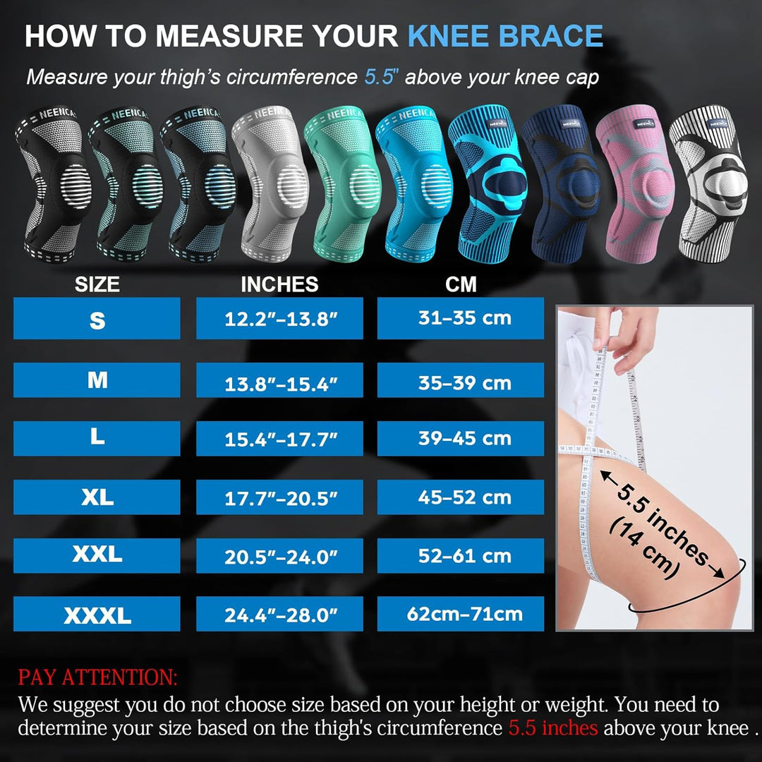 P4TC 2-Pack Knee Braces – Compression Support with Patella Gel & Stabilizers | For Joint Pain, Arthritis, ACL & Meniscus | FSA/HSA Approved