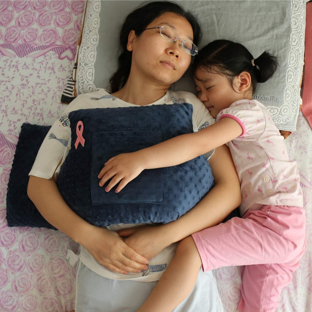 Mastectomy Chest Pillow for Breast Cancer Surgery Lumpectomy Reconstruction Chest Healing Protector Post-Surgery Recovery Support Patient Care(Blue)