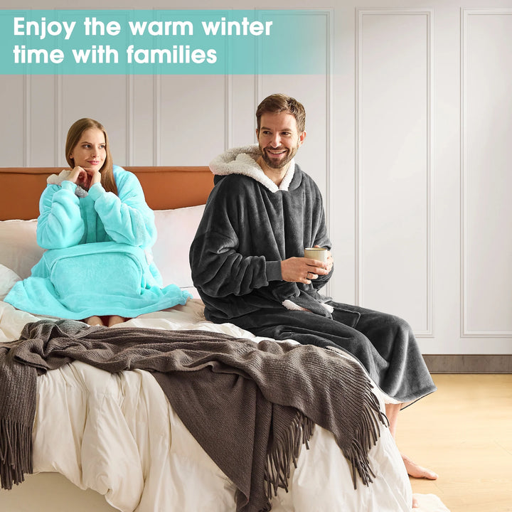 P4TC – Wearable Blanket Hoodie | Flannel Sherpa Fleece for Adults, Women & Men