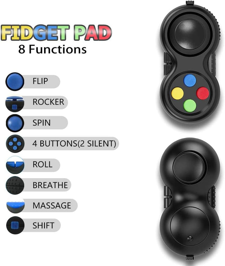 Fidget Pad - Fidget Controller Toys,Decompression and Anxiety Relief Fidget Controller, Fidget Clicker Toys for Wokers Students and ADD Adhd(Black & Mix)