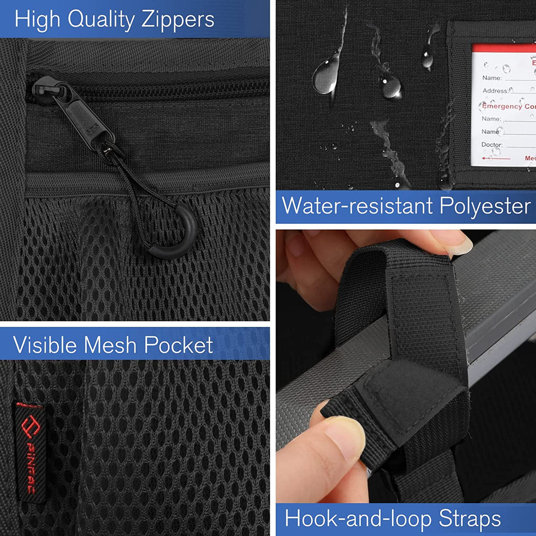 Wheelchair Side Storage Bag - Wheelchair Armrest Accessories Organizers Pouch with Reflective Strips and Name Card Slot for Walkers, Mobility Scooters, Rollators (Black)