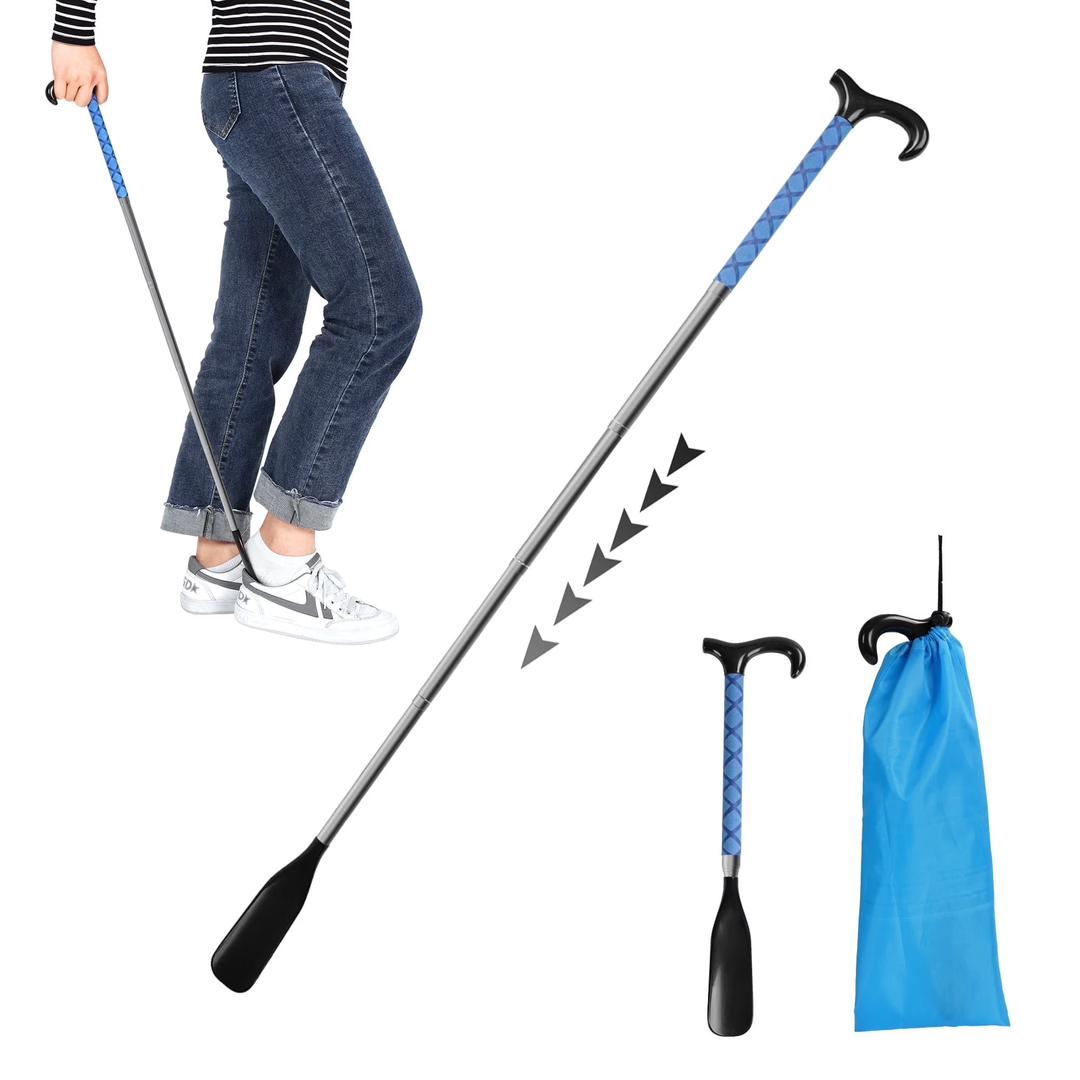 P4TC | Long Handle Shoe Horn 14" to 34" Adjustable | No-Bend Dressing Aid for Seniors & Limited Mobility