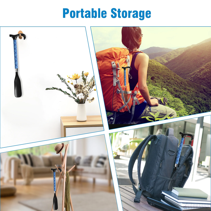 P4TC | Long Handle Shoe Horn 14" to 34" Adjustable | No-Bend Dressing Aid for Seniors & Limited Mobility