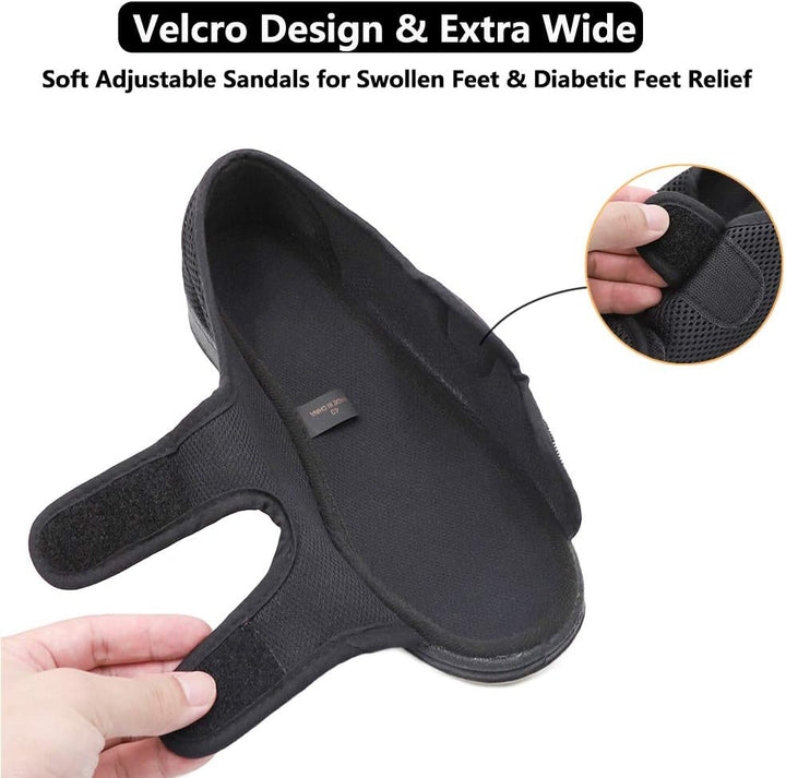 Woman Diabetic Shoes, Extra Wide Width Open Toe Sandals, Adjustable Arthritis Edema Slippers for Elderly Women