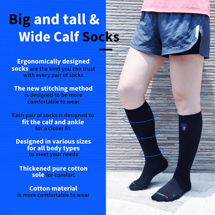 Experience Ultimate Comfort and Support with XXL-9XL Plus Size Compression Socks for Men & Women - Perfect for Wide Calf and Big & Tall!