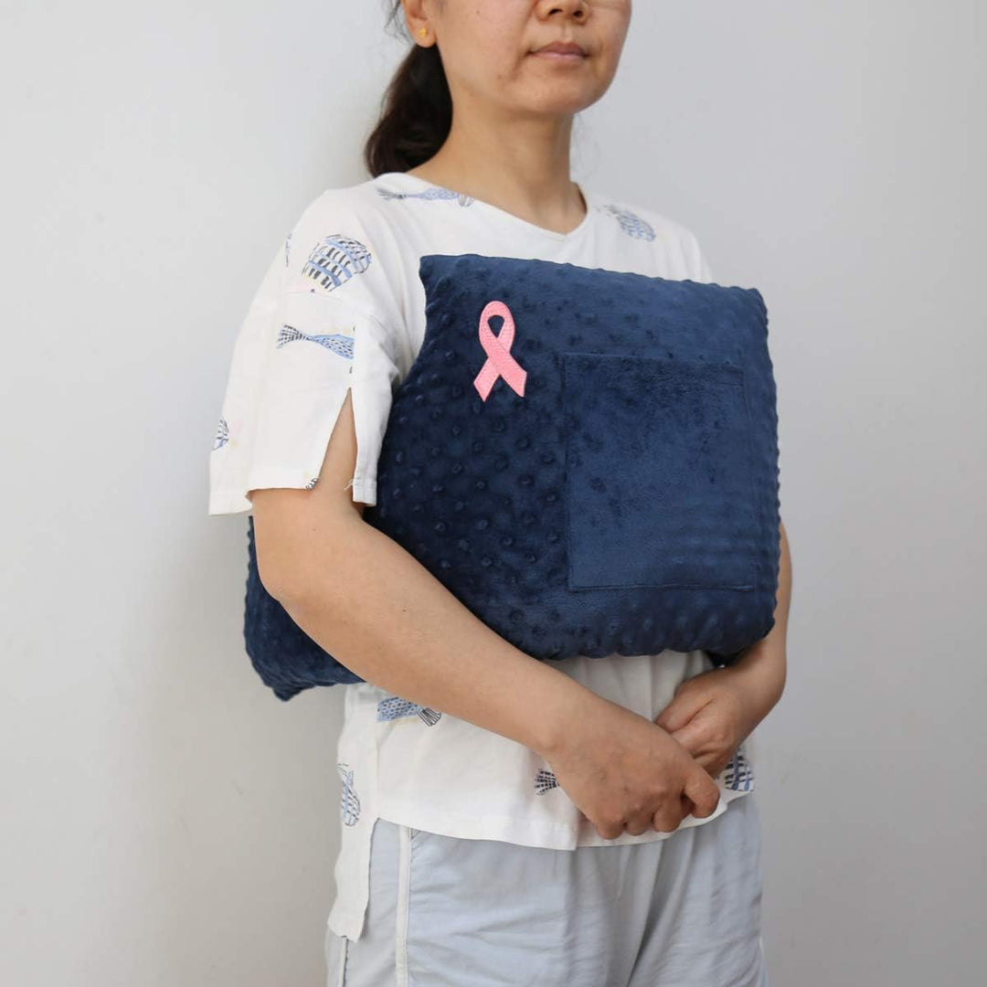 Mastectomy Chest Pillow for Breast Cancer Surgery Lumpectomy Reconstruction Chest Healing Protector Post-Surgery Recovery Support Patient Care(Blue)