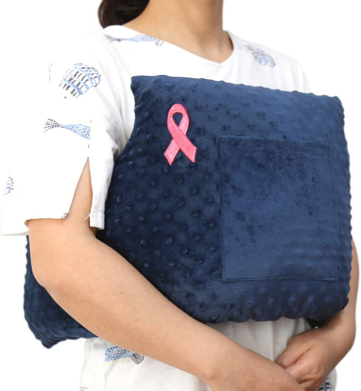Mastectomy Chest Pillow for Breast Cancer Surgery Lumpectomy Reconstruction Chest Healing Protector Post-Surgery Recovery Support Patient Care(Blue)