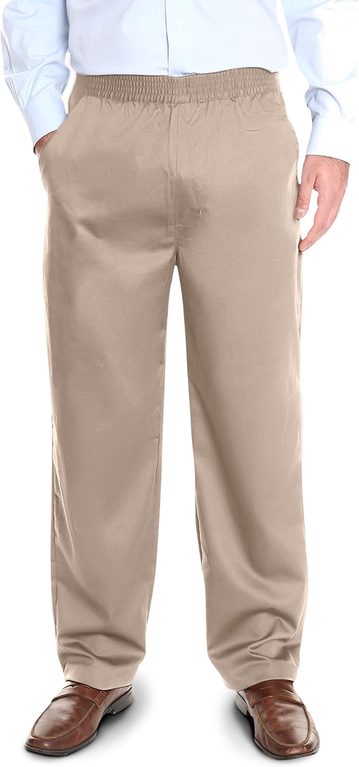 Men'S Elastic Waist Khaki Pants | Tan Pull on Jeans for Seniors