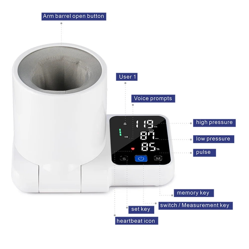 P4TC Digital Arm Blood Pressure Monitor – LED Display, Voice Broadcast, 99x2 Memory | For Home Use, Elderly & Disabled