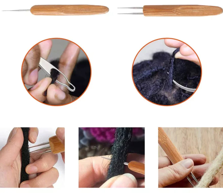 P4TC | 5-Piece Bamboo Handle Crochet Needle Hair Tool Set
