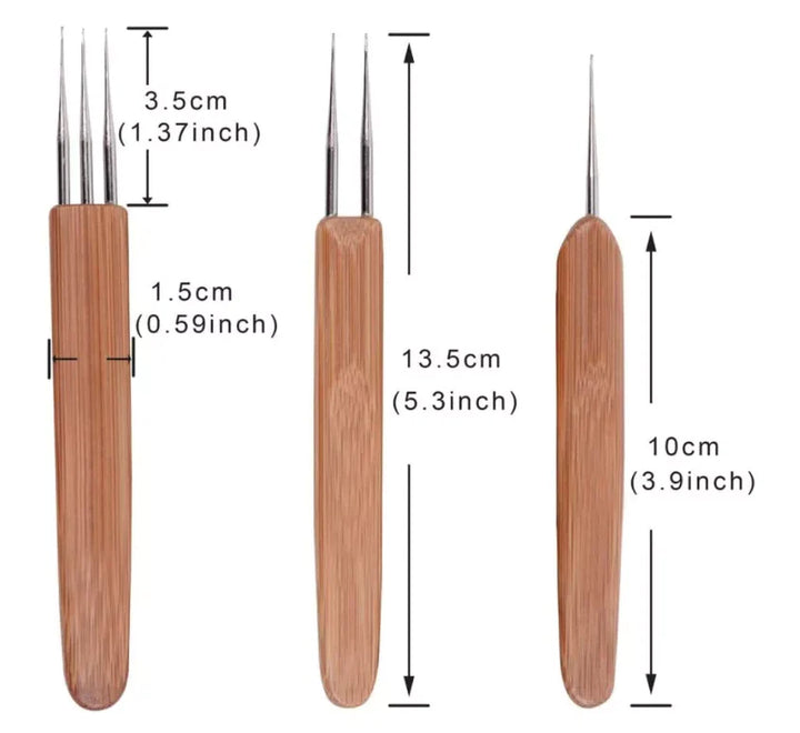 P4TC | 5-Piece Bamboo Handle Crochet Needle Hair Tool Set