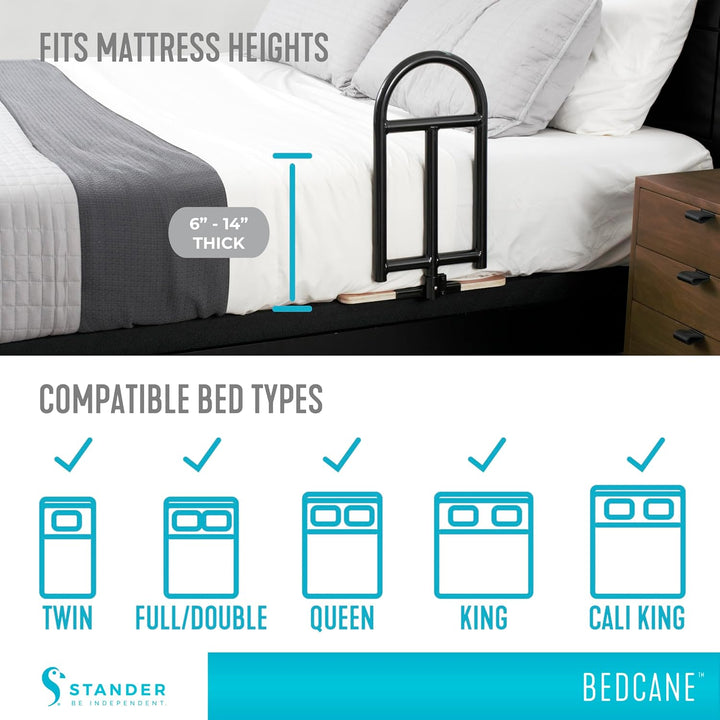 P4TC BedCane – Adult Bed Rail & Stand Assist Handle with Organizer Pouch | Bedside Safety Support for Elderly & Disabled | ASTM Certified