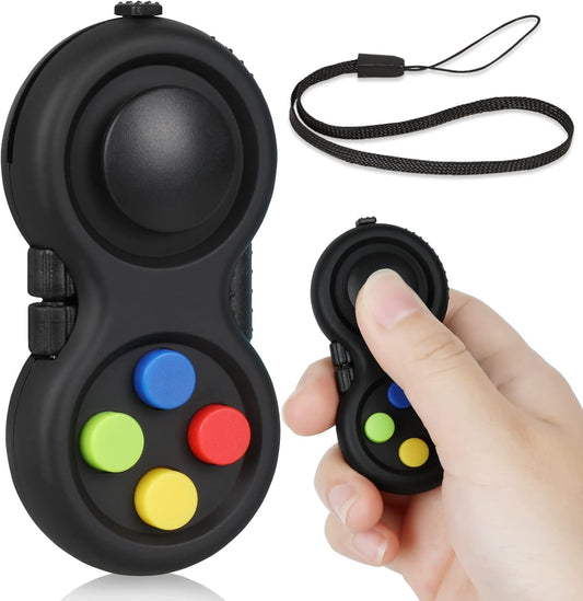 Fidget Pad - Fidget Controller Toys,Decompression and Anxiety Relief Fidget Controller, Fidget Clicker Toys for Wokers Students and ADD Adhd(Black & Mix)