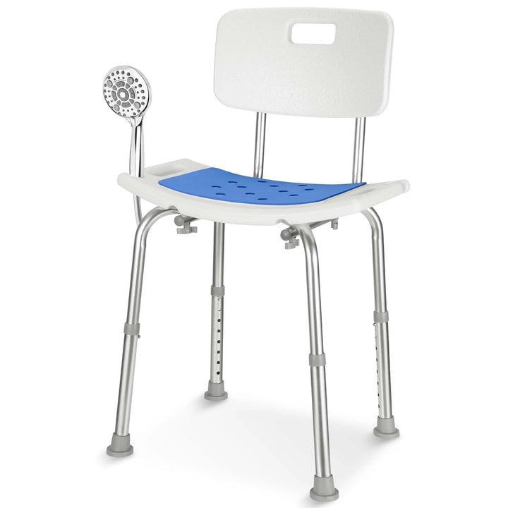 P4TC Shower Chair for Bathtub – Padded Seat, Removable Backrest, 8-Height Adjustable | For Seniors, Disabled & Caregivers | 300 lb Capacity