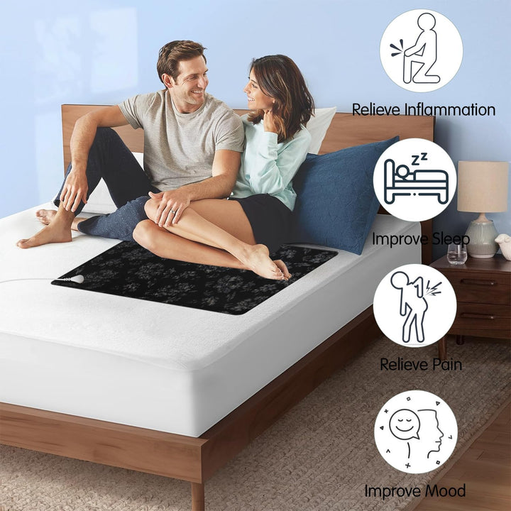 Grounding Mat for Sleeping with Testing Pen, Grounding Pad Upgraded Material and Pattern for Health Improvement, Pain,Stress, Inflammation Relief, Grounding Mat for Foot, Bed