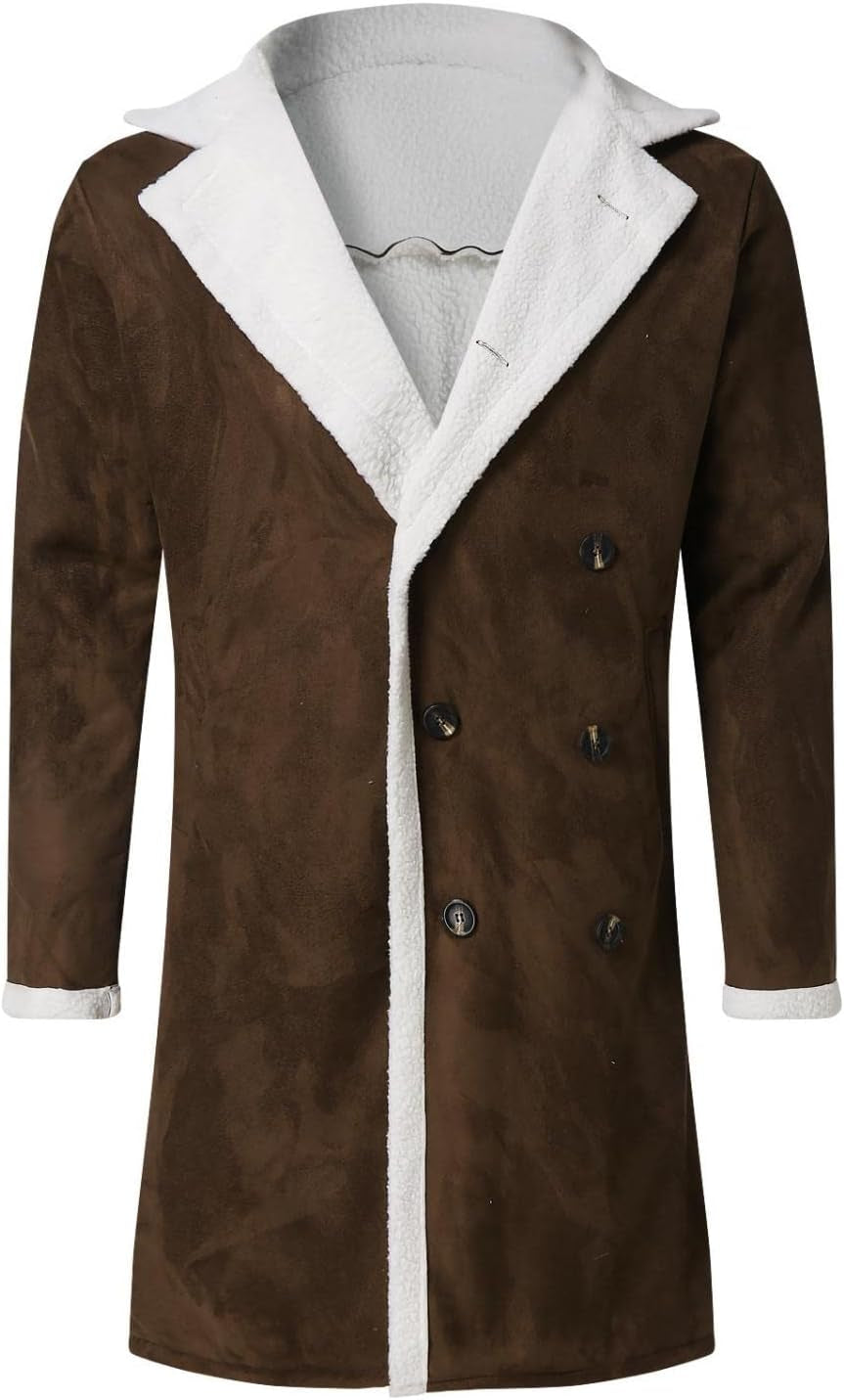 Men'S Corduroy Sherpa Motorcycle Jackets Fleece Lined Shawl Collar Thicken Trucker Winter Lab Coat Outwears