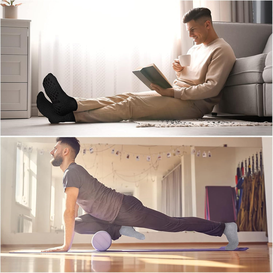 Non Slip Fuzzy Grippy Sock Warm Fluffy Cozy Fleece Slipper Winter Hospital Socks for Men Women 4 Pairs