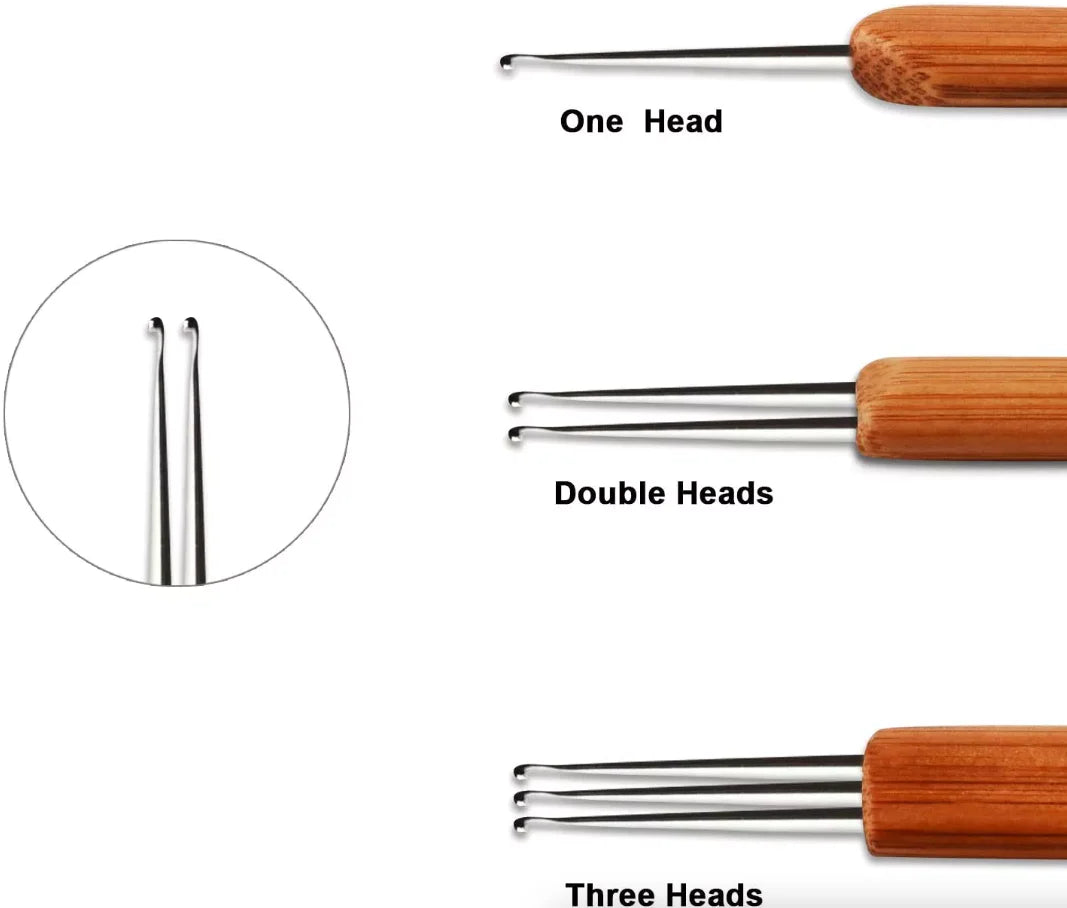 P4TC | 5-Piece Bamboo Handle Crochet Needle Hair Tool Set
