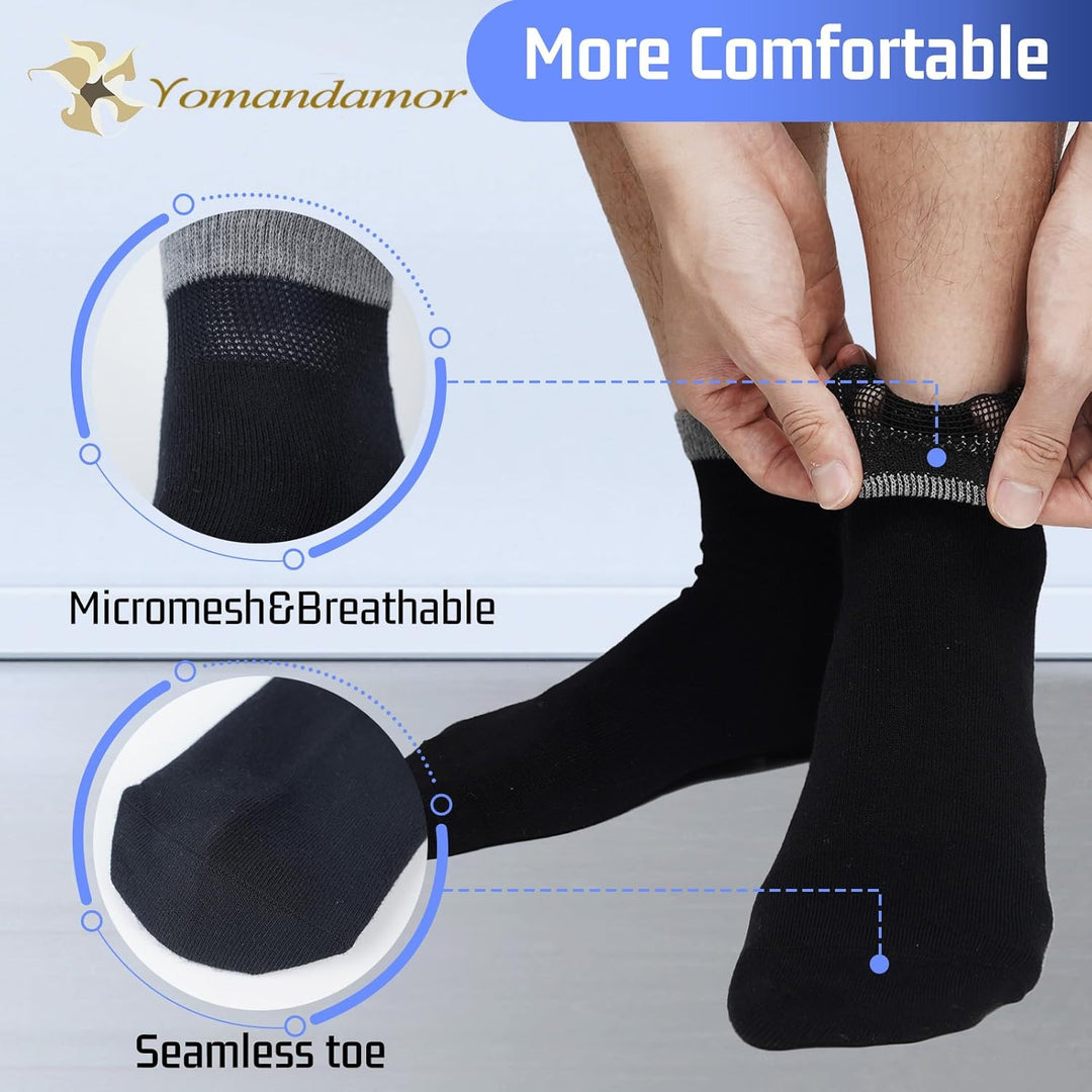 Men'S Diabetic Ankle Socks with Seamless Toe and Non-Binding Top,6 Pairs L Size(10-13)