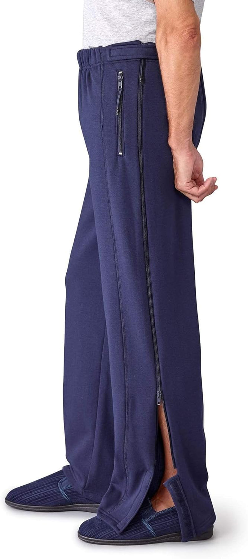 Men'S Adaptive Tearaway Pants with Pockets Side Zip - Navy MED