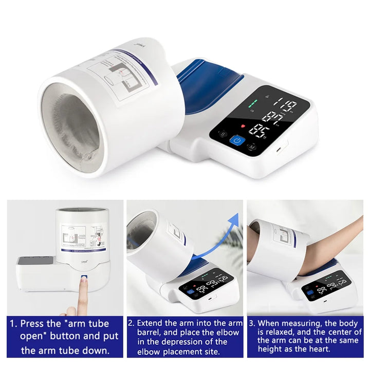 P4TC Digital Arm Blood Pressure Monitor – LED Display, Voice Broadcast, 99x2 Memory | For Home Use, Elderly & Disabled