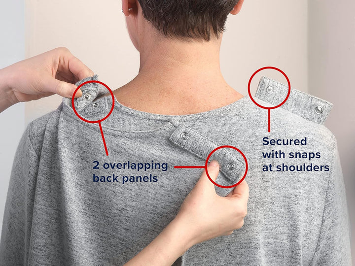 Women’S Open Back Adaptive Warm Winter Weight Top for Seniors - 3/4 Long Sleeve Scoop Shirt