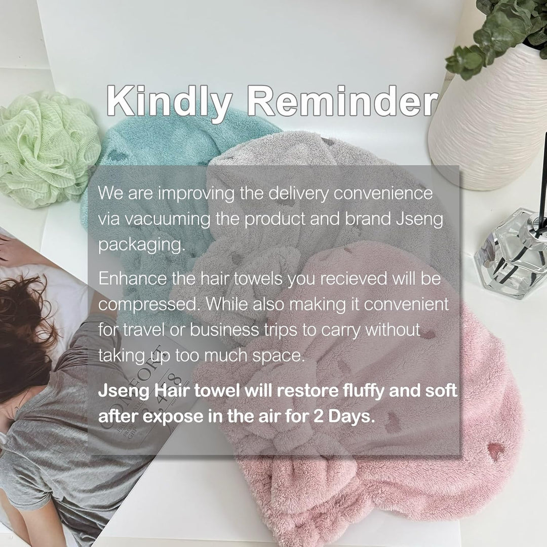 3Packs Microfiber Hair Towel for Women - Quick-Drying, Super Absorbent Hair Wrap with Bow Design, Soft Hair Towel Turban for Curly Long Wet Hair