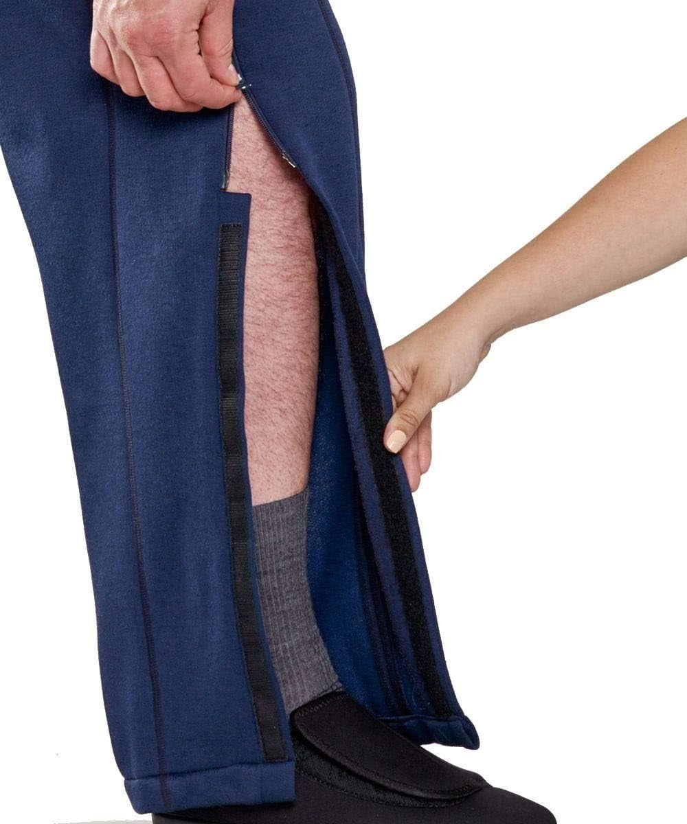 Men'S Adaptive Tearaway Pants with Pockets Side Zip - Navy MED