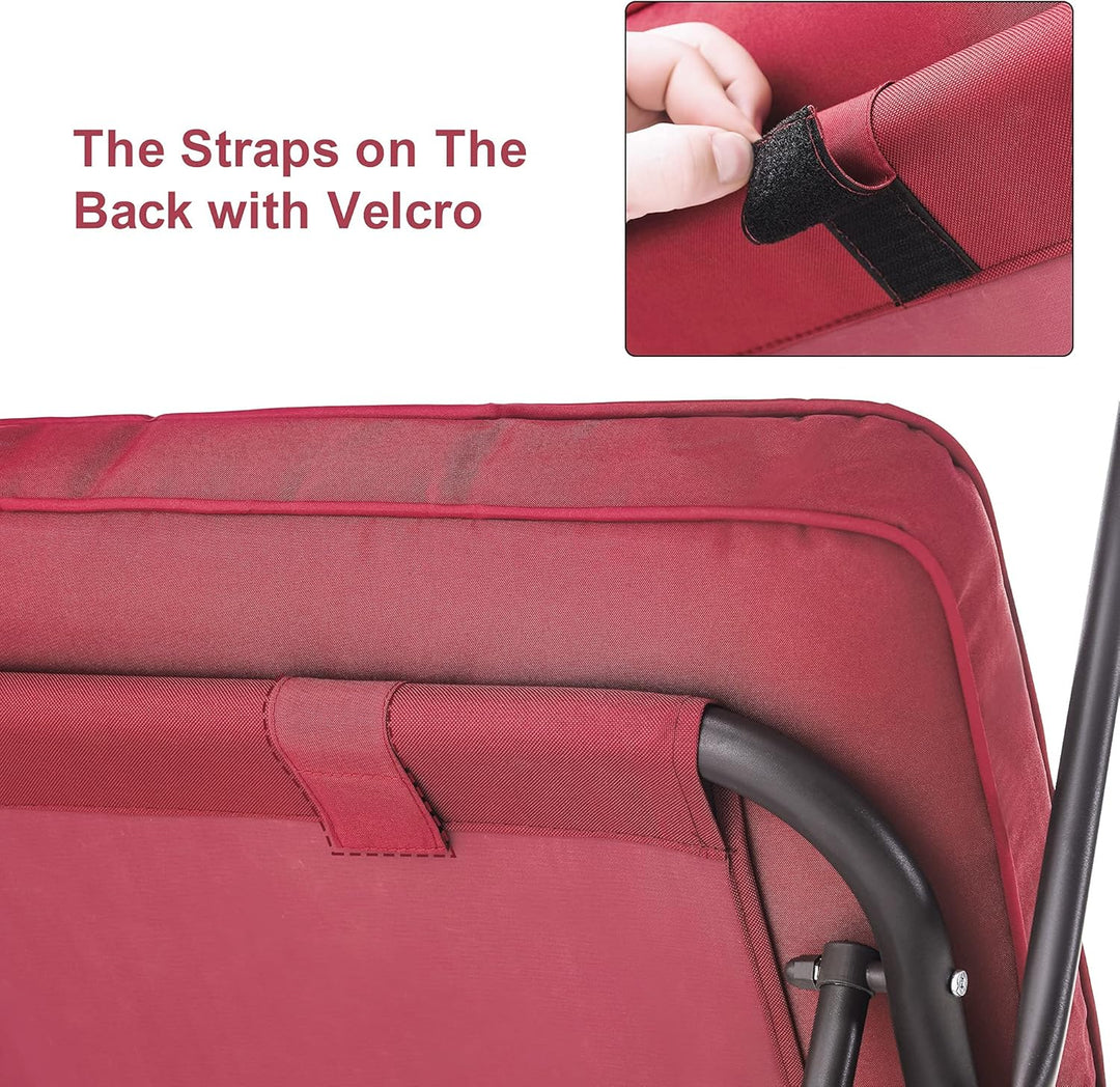 3-Seat Outdoor Patio Swing Chair, 2-In-1 Convertible Porch Swing Glider Chair with Removable Cushions, Adjustable Canopy & Pillows for Backyard, Deck, Garden, 4068 (Burgundy)