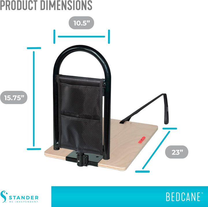 P4TC BedCane – Adult Bed Rail & Stand Assist Handle with Organizer Pouch | Bedside Safety Support for Elderly & Disabled | ASTM Certified