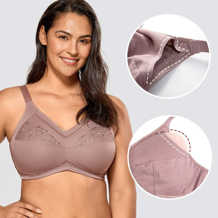 Women'S Mastectomy Pockets Wireless Post-Surgery plus Size Cotton Sleep Bralette Bra
