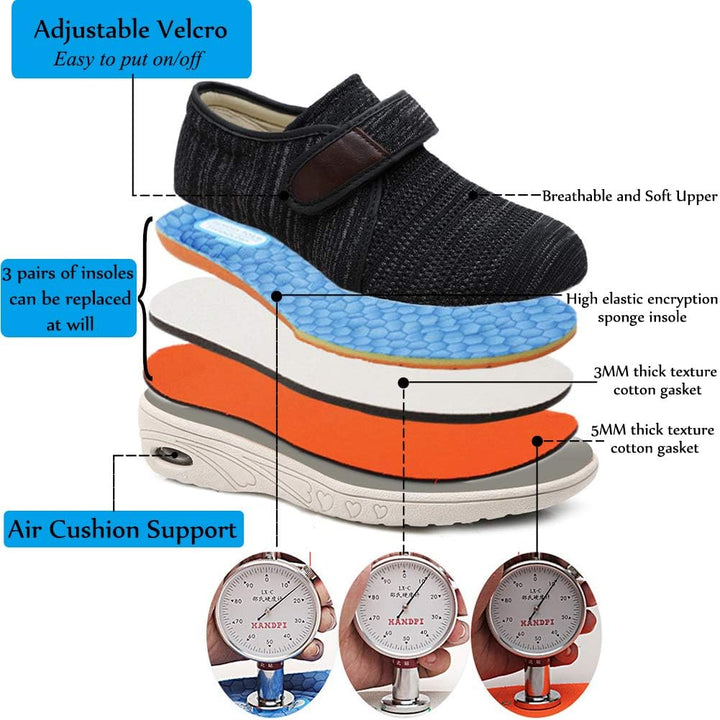 Women'S Extra Wide Shoes with Adjustable Strap Wide Width Sneakers Arthritis Edema Walking Shoes for Elderly Diabetic