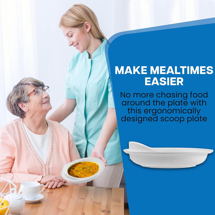 9" Scoop Plate High-Low Adaptive Bowl - 3 Pack - Dish for Disabled, Handicapped, and Elderly Adults with Special Needs from Parkinsons, Dementia, Stroke or Tremors - PSC 996