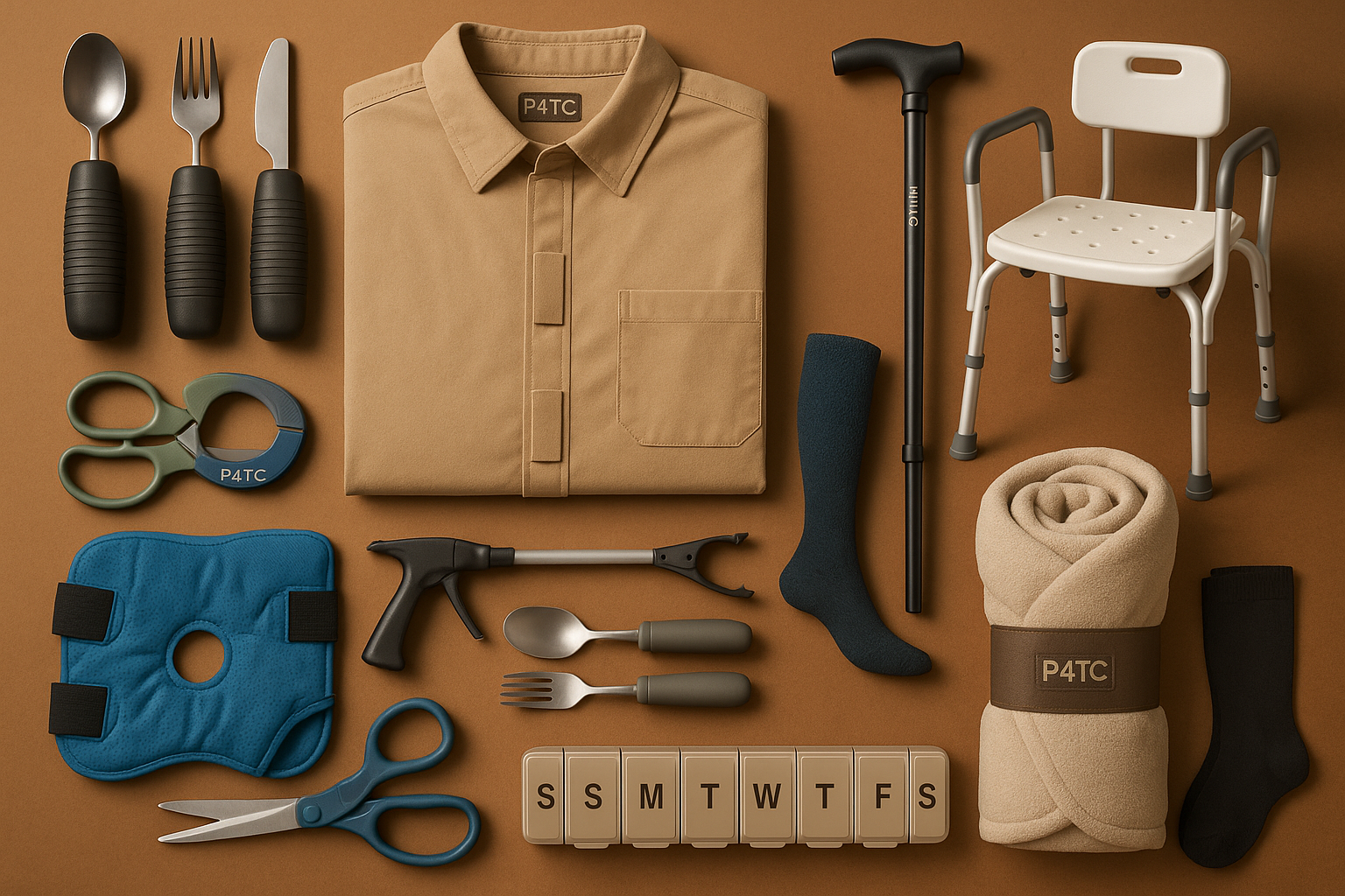Great, but only one blanket and 1 cane, add other adaptive products and add P4TC logo some items.