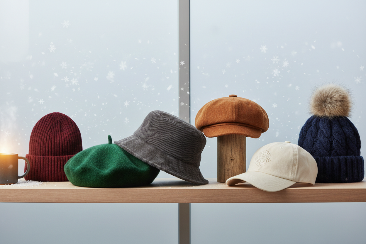 winter-vibe-display-6-hats-caps-beanies-berets-buckets-and-newsboys-in-various-colors-power4thechallenge