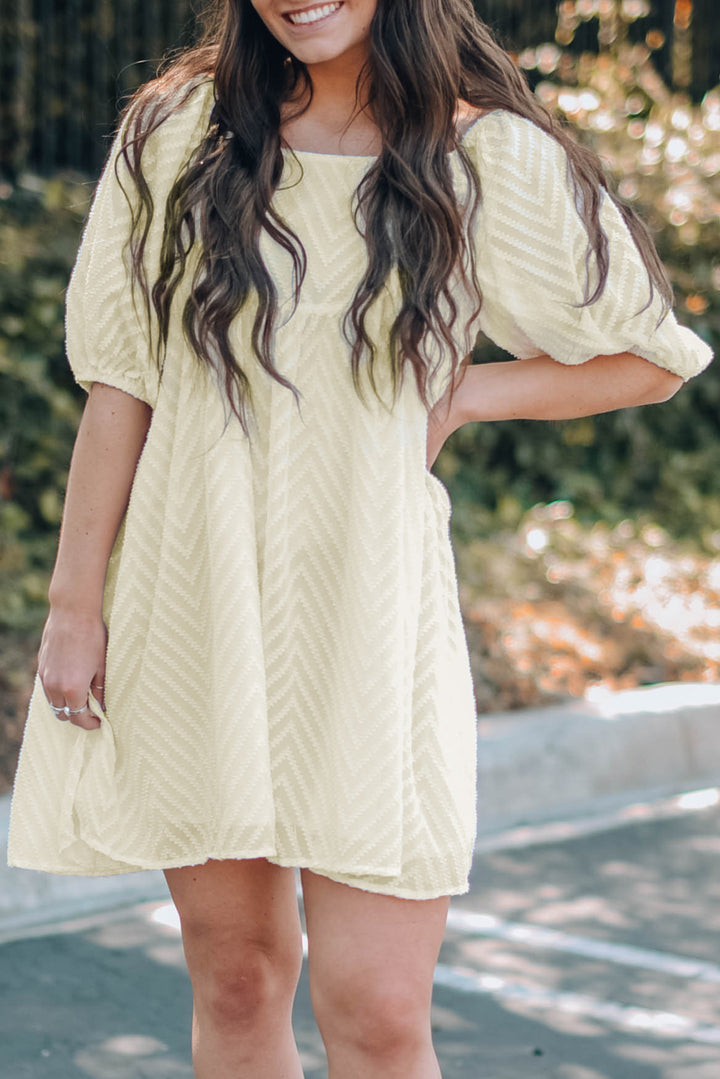 P4TC Square Neck Puff Sleeve Babydoll Mini Dress
